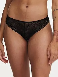 Женские танга из кружевной ткани на передней части черного цвета Passionata P40L70c011